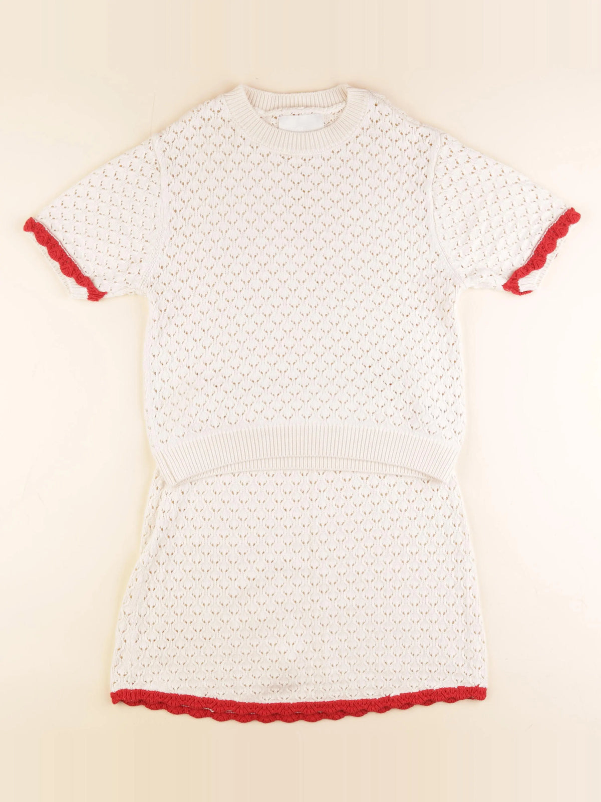 Zara - ensemble beige, rouge - 12/13 ans