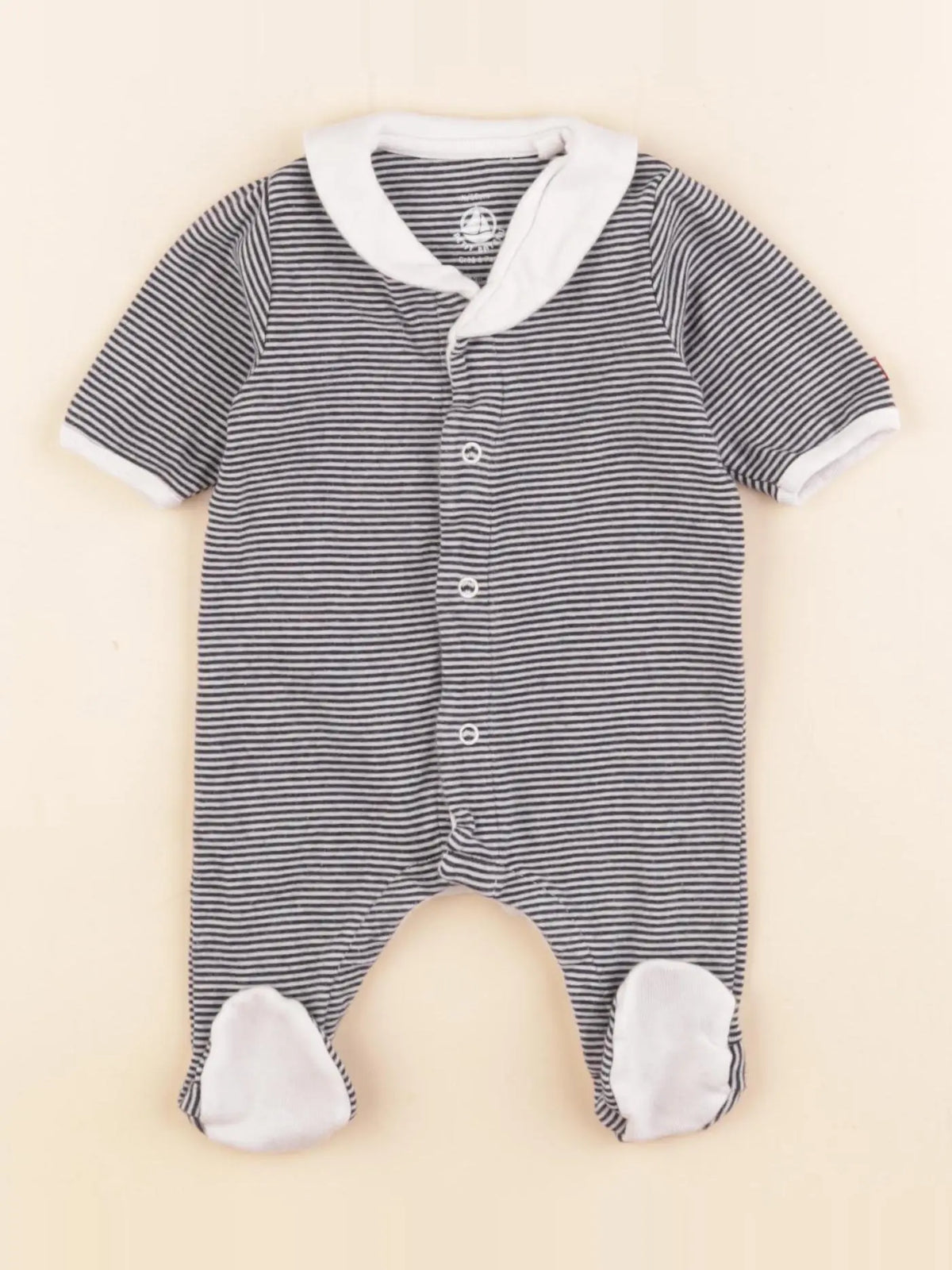 Petit Bateau - pyjama coton bleu, blanc - 0 mois