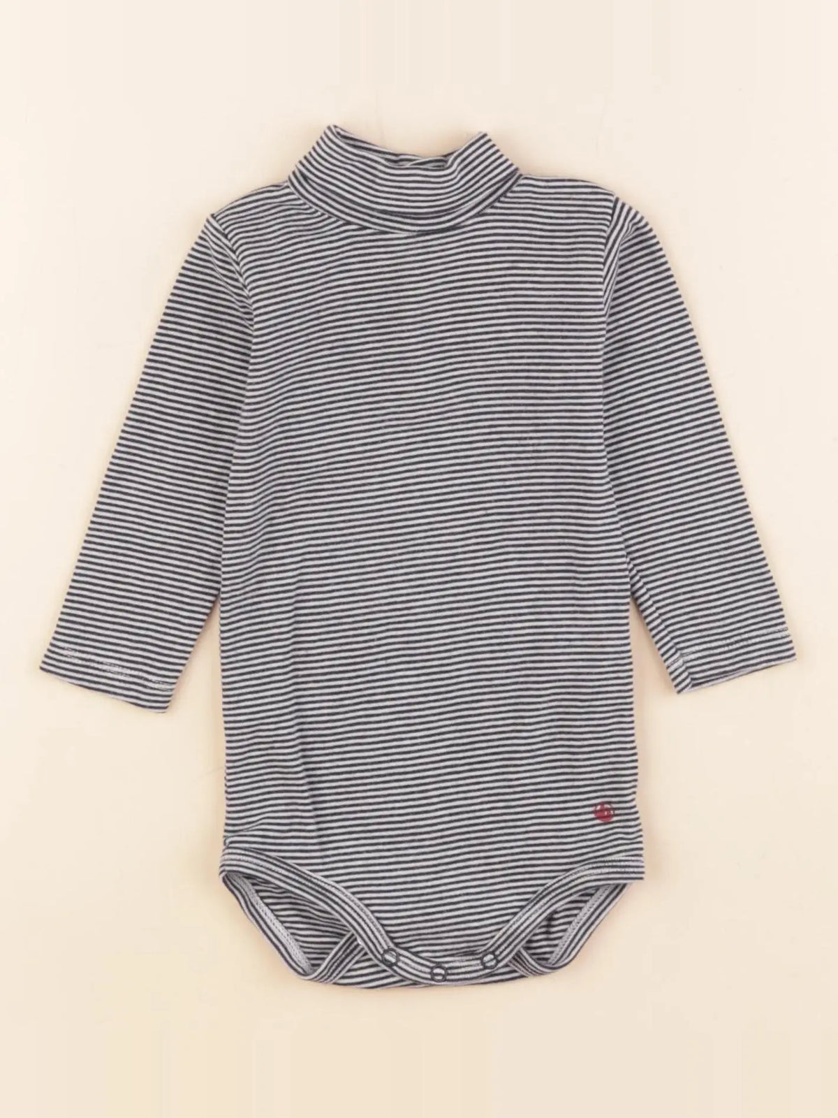 Petit Bateau - body à col bleu, blanc - 6 mois