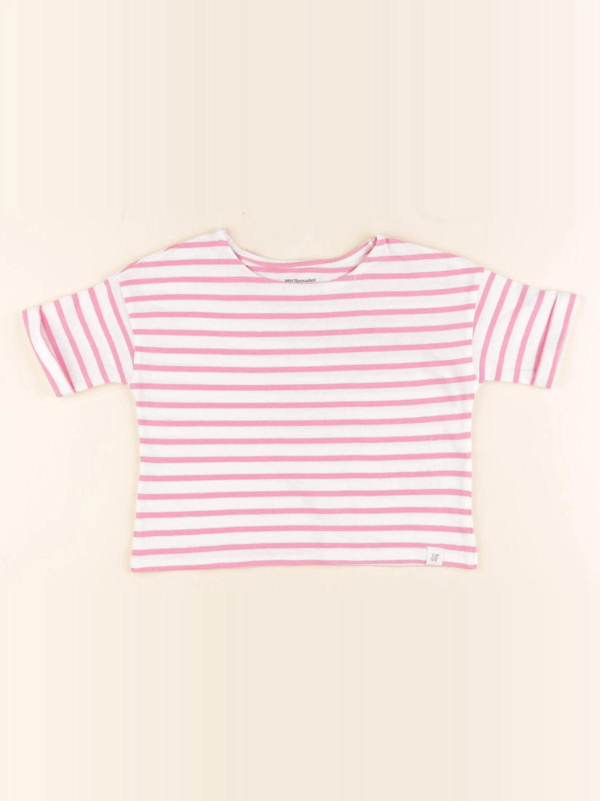 Vertbaudet - tee-shirt blanc, rose - 3 ans