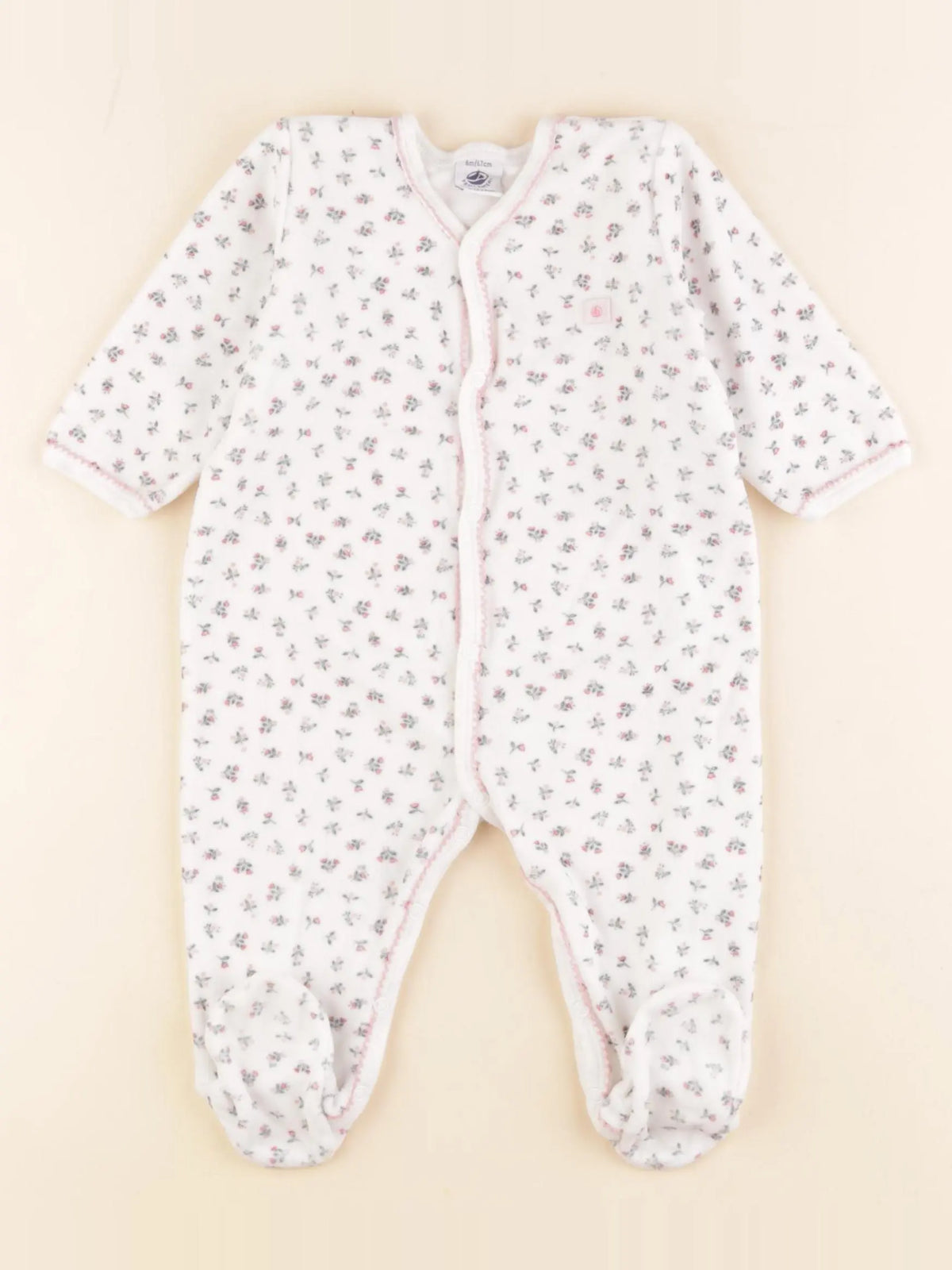 Petit Bateau - pyjama velours blanc - 6 mois