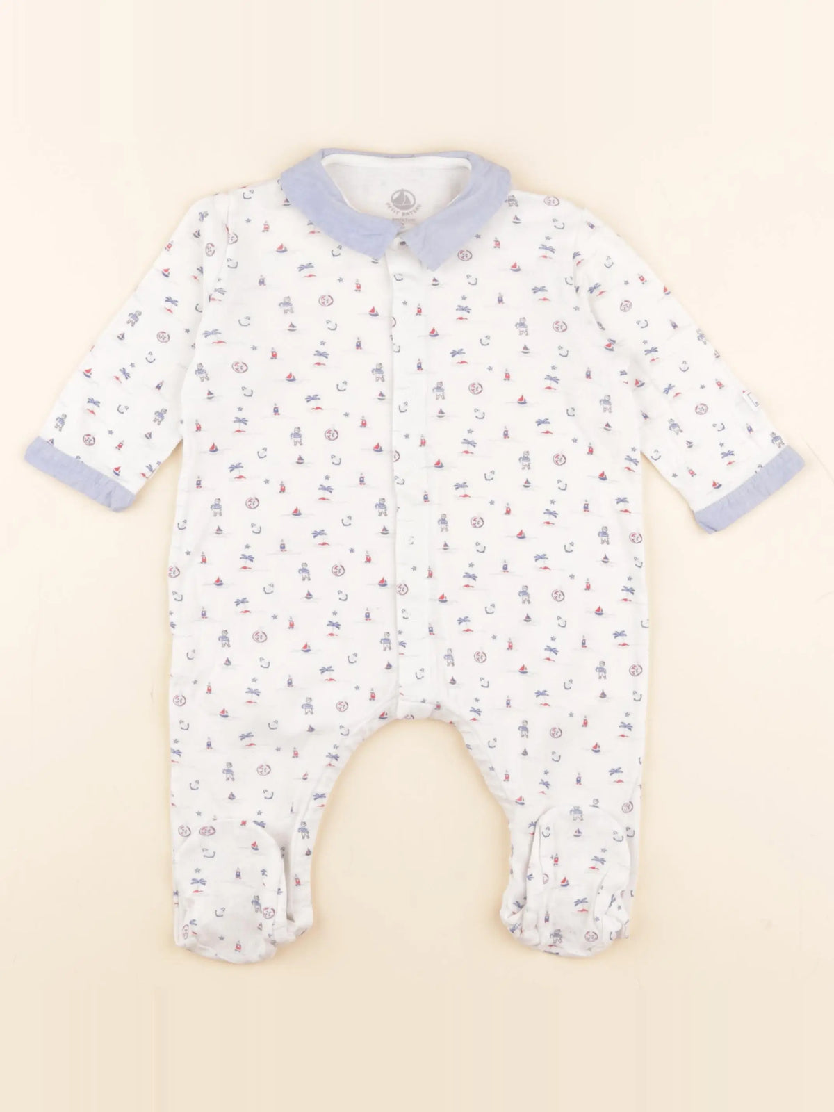 Petit Bateau - pyjama coton blanc - 6 mois