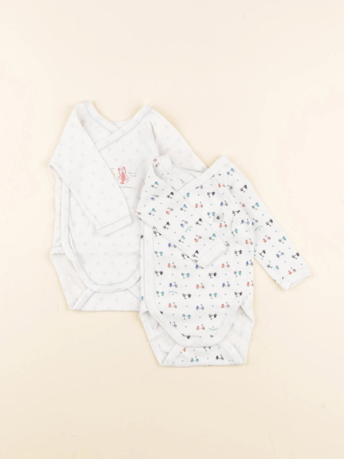 Petit Bateau - lot de 2 bodies en coton blanc - 1 mois