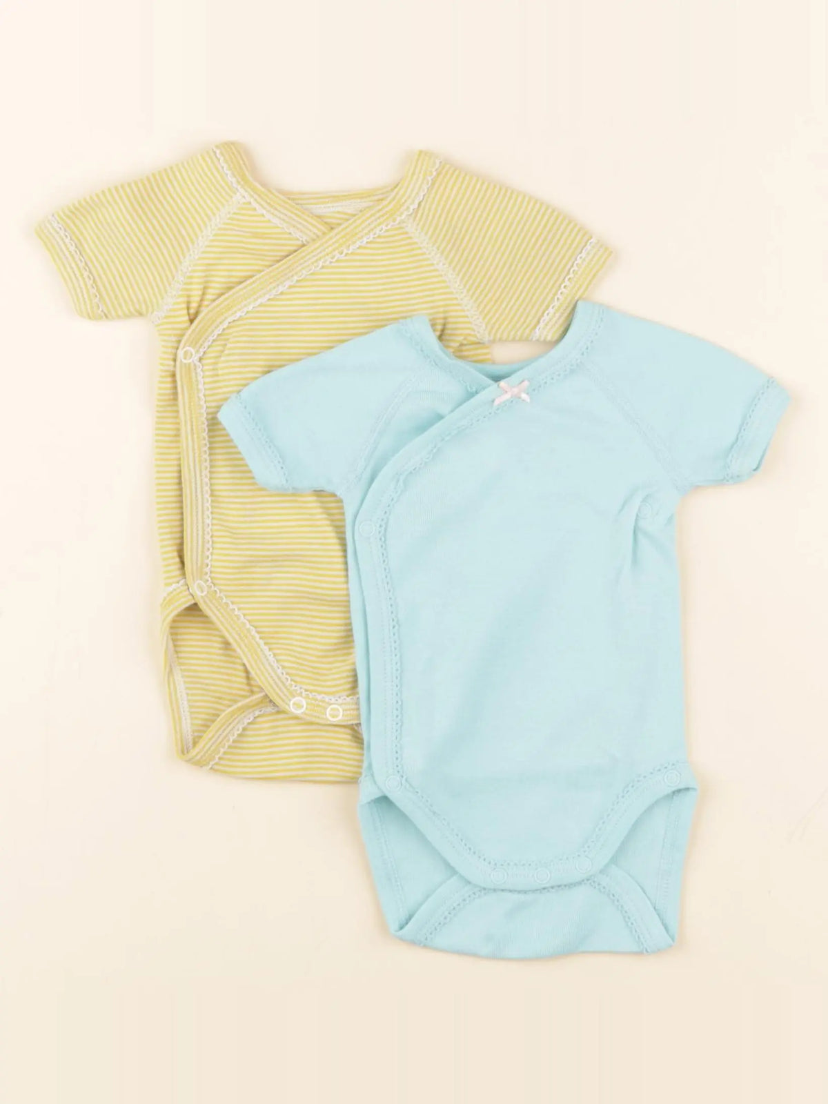 Petit Bateau - lot de 2 bodies en coton bleu - 1 mois