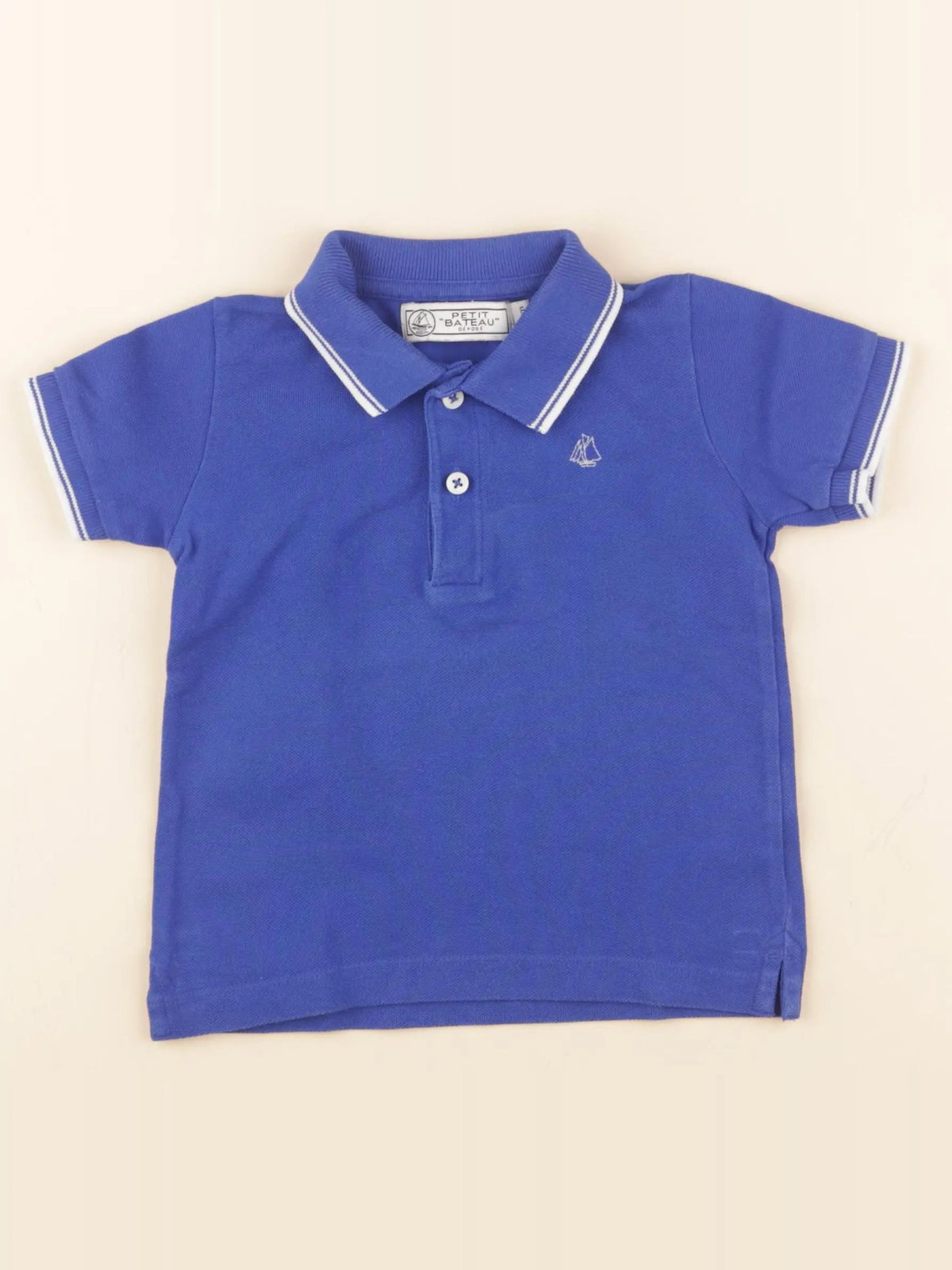 Petit Bateau - polo bleu - 24 mois