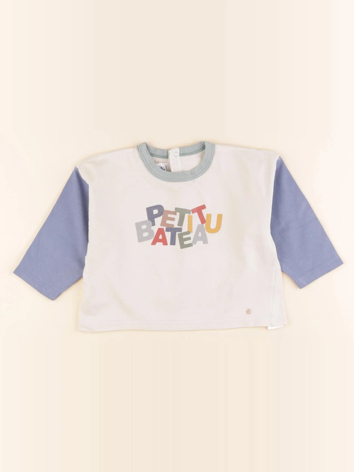 Petit Bateau - tee-shirt blanc, bleu - 18 mois