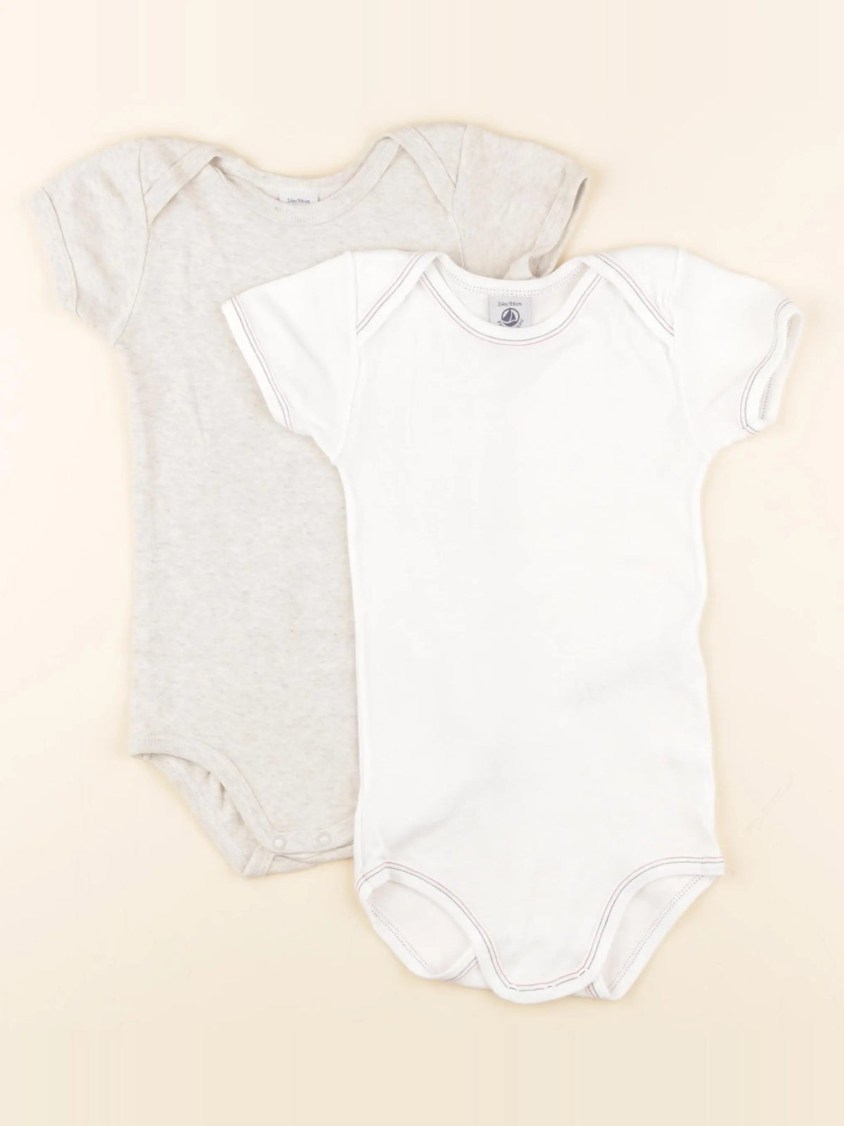 Petit Bateau - lot de 2 bodies en coton blanc - 24 mois