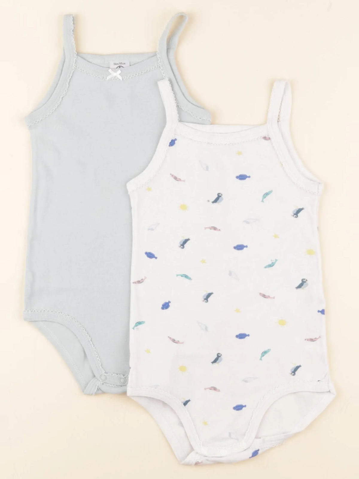 Petit Bateau - lot de 2 bodies en coton bleu - 36 mois