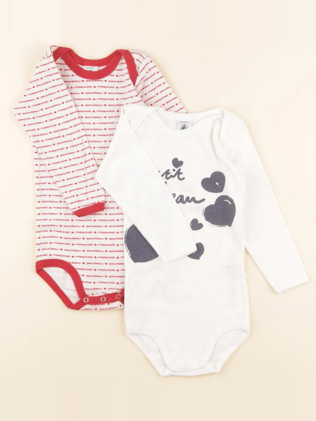 Petit Bateau - lot de 2 bodies en coton blanc - 18 mois