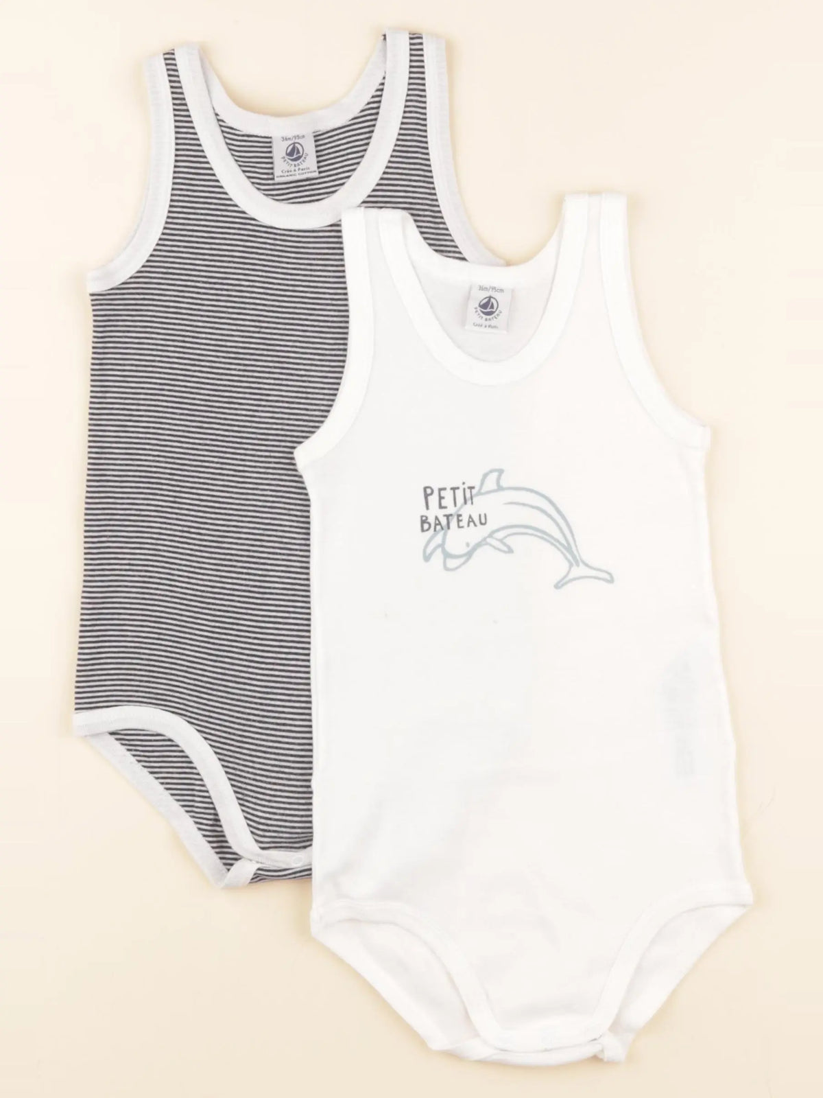 Petit Bateau - lot de 2 bodies en coton blanc - 36 mois