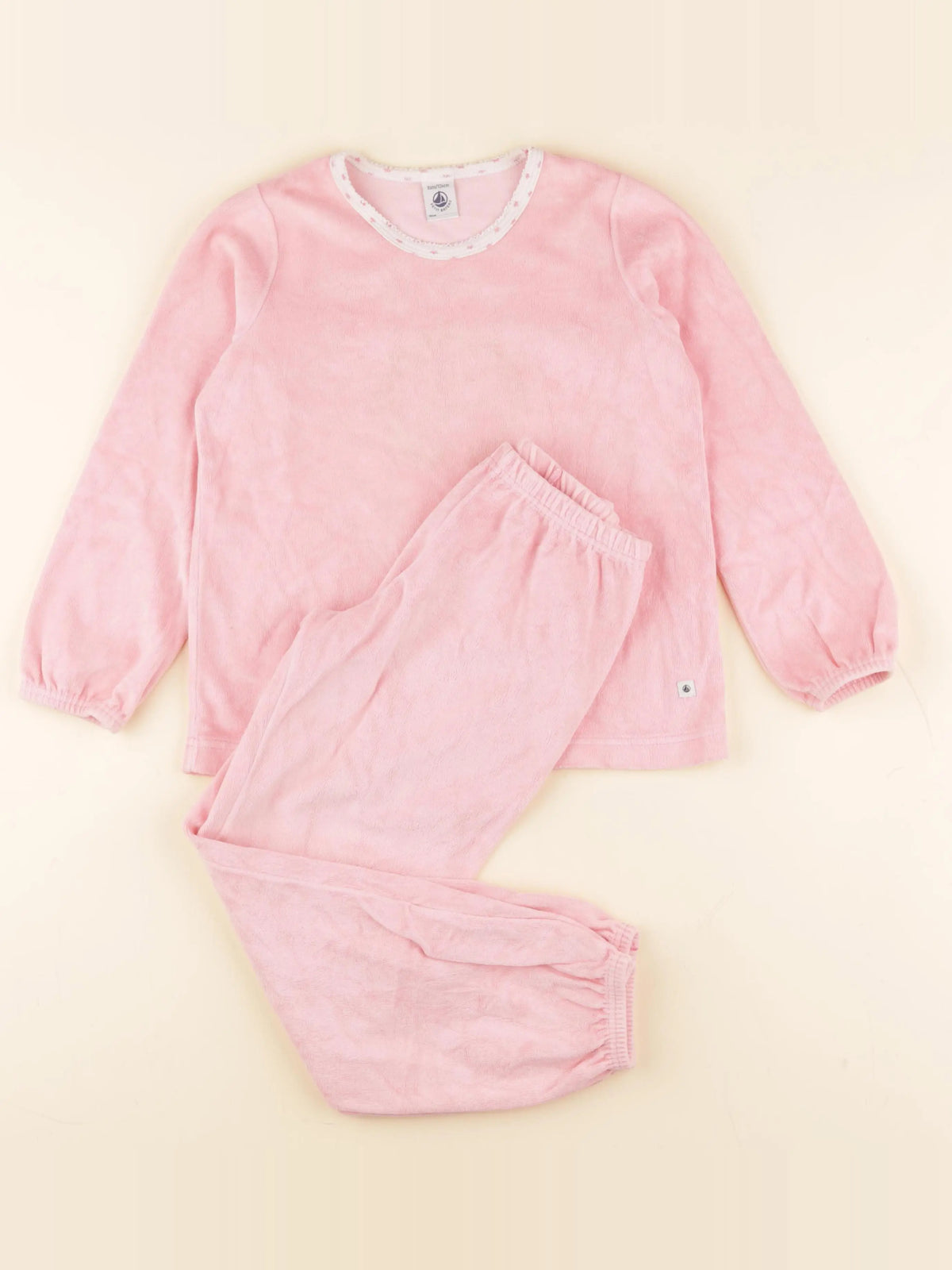 Petit Bateau - pyjama velours rose - 8 ans