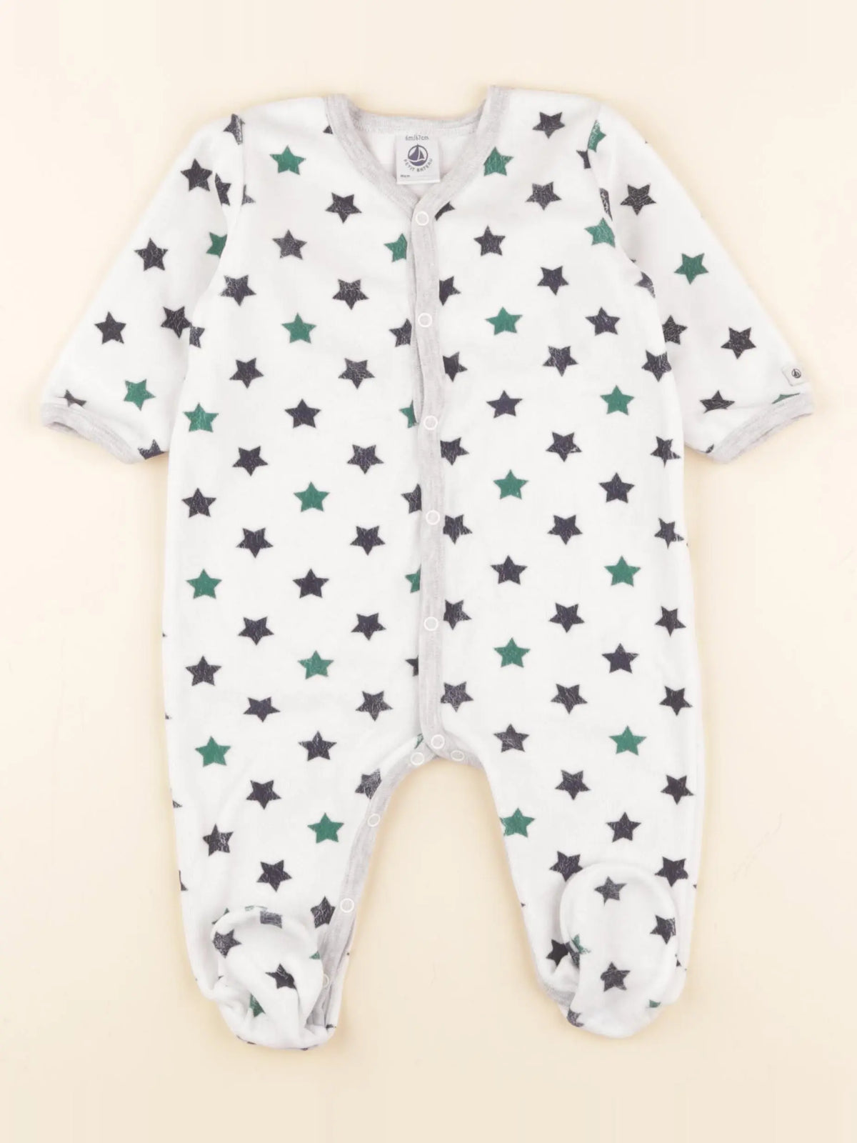 Petit Bateau - pyjama velours blanc - 6 mois