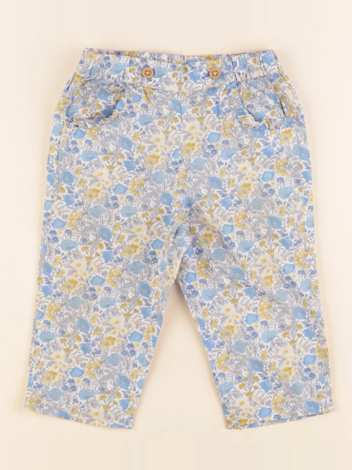 Cyrillus - pantalon bleu, jaune - 18 mois