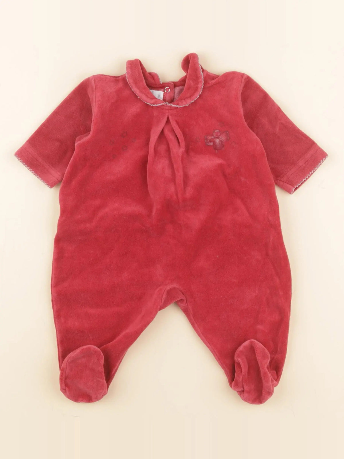Petit Bateau - pyjama velours rouge - 3 mois