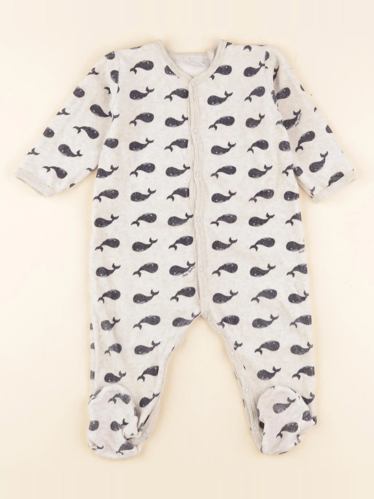 Petit Bateau - pyjama velours bleu - 12 mois