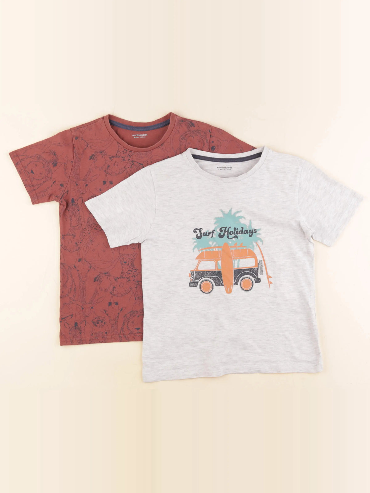 Vertbaudet - lot de 2 tee-shirts multicolore - 8 ans