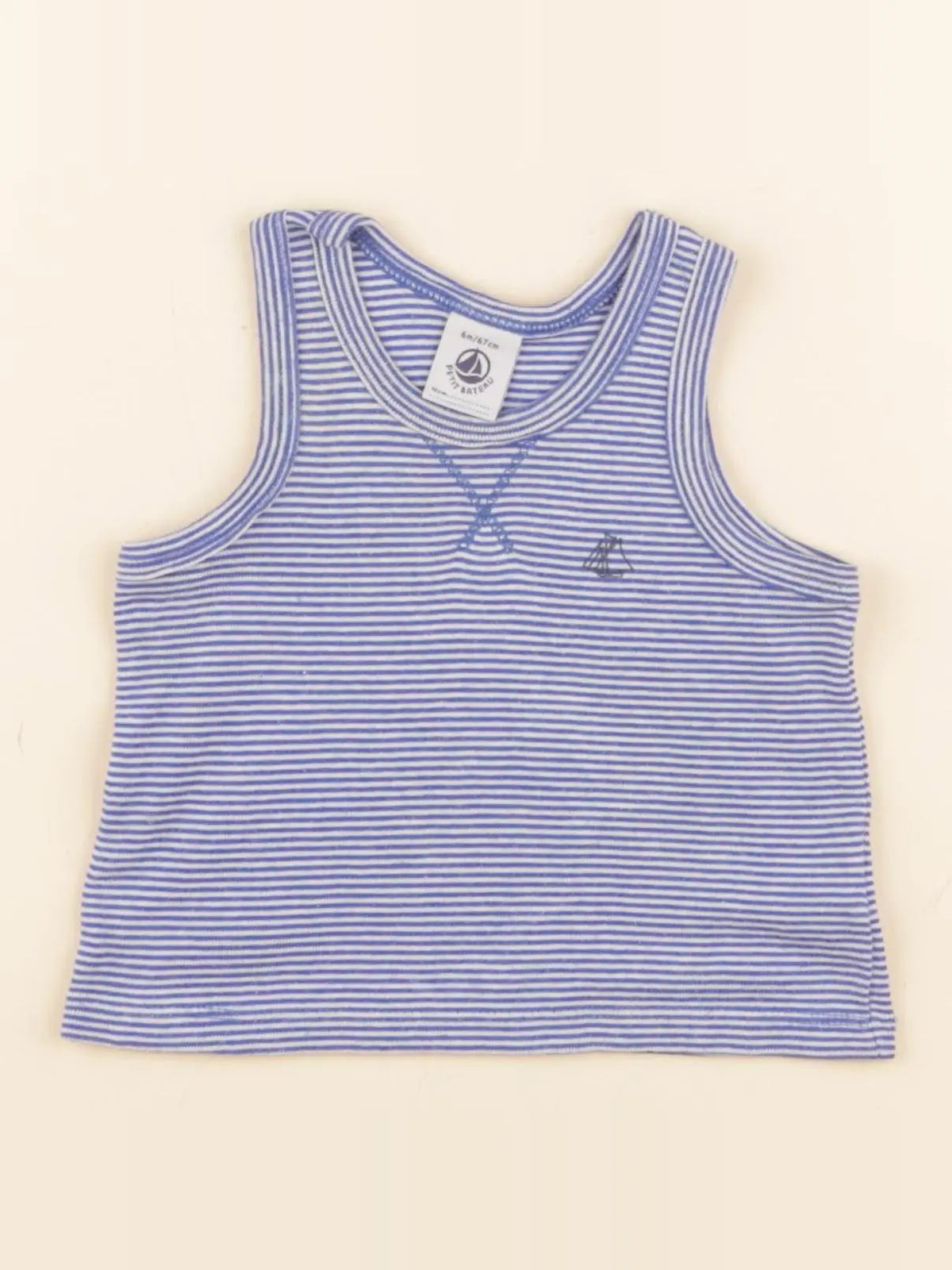 Petit Bateau - maillot de corps bleu - 6 mois