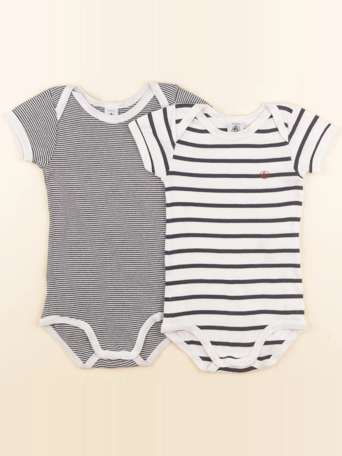 Petit Bateau - lot de 2 bodies en coton bleu - 18 mois