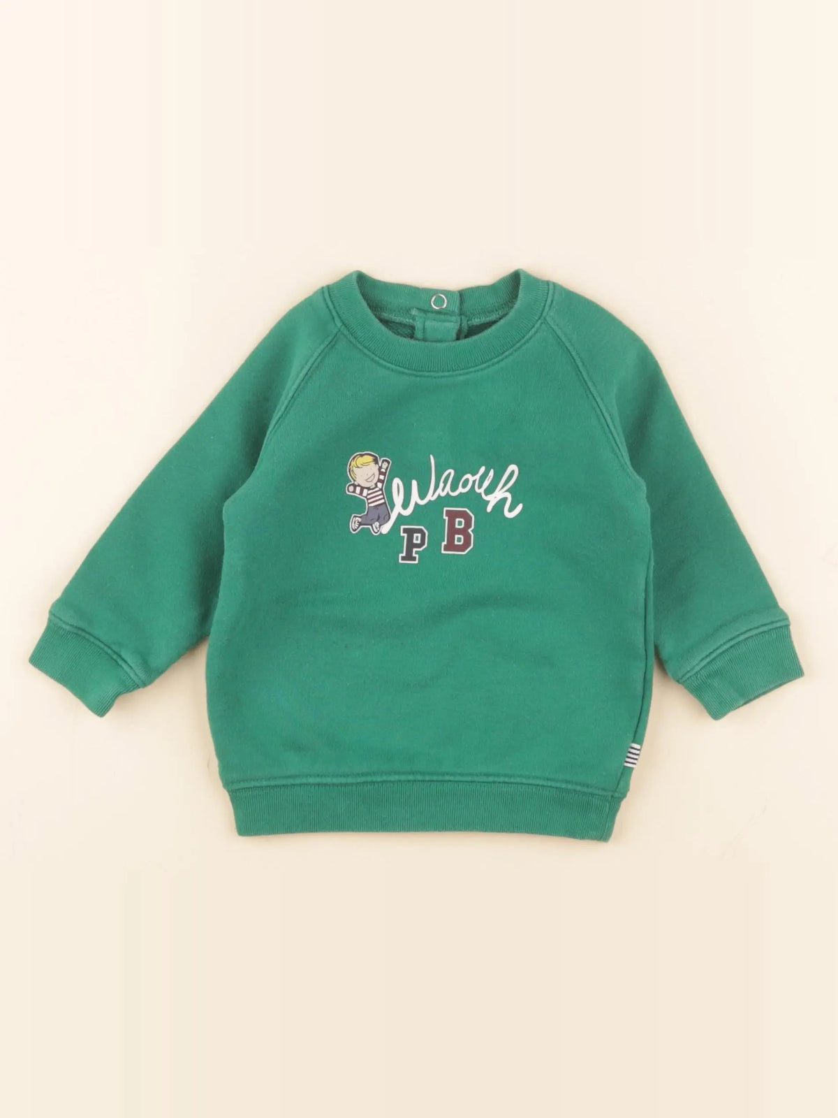 Petit Bateau - sweat vert - 6 mois