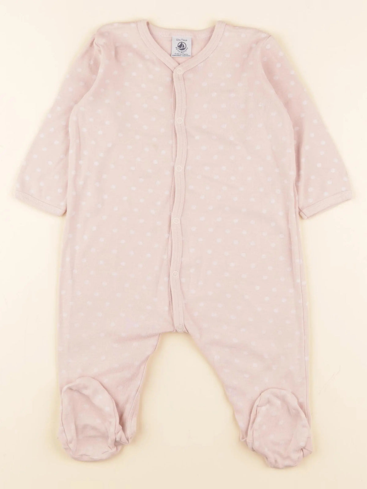 Petit Bateau - pyjama coton rose - 12 mois