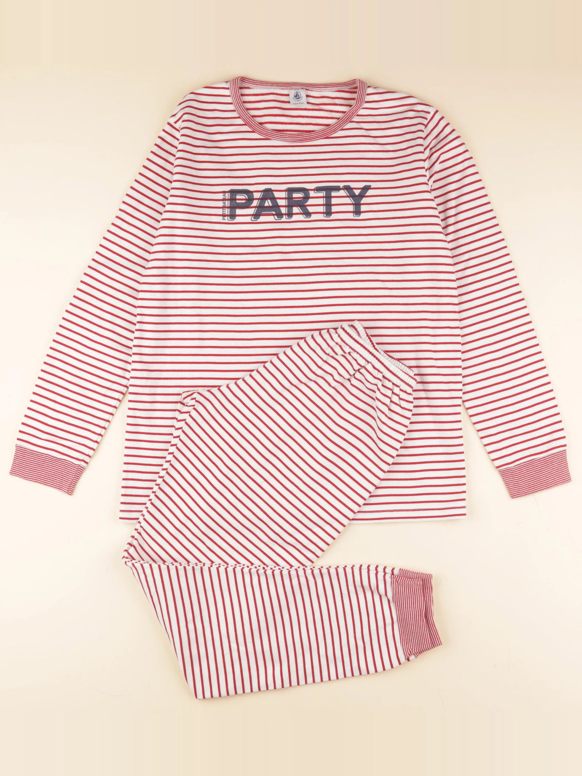 Petit Bateau - pyjama coton rouge, blanc - 16 ans