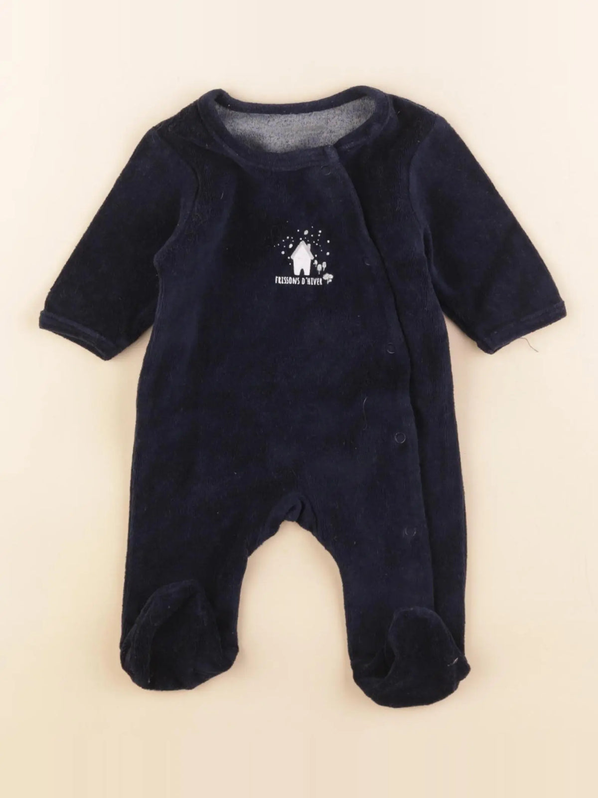 Vertbaudet - pyjama velours bleu - 1 mois