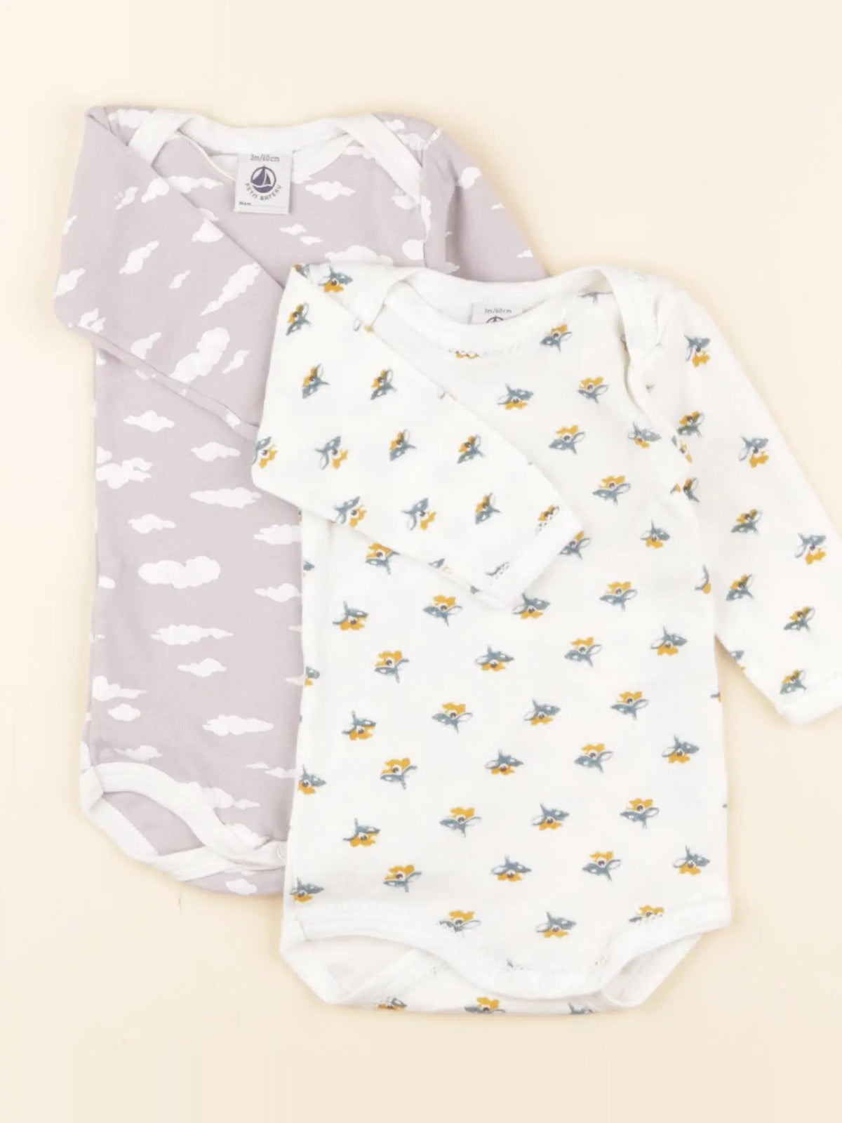 Petit Bateau - lot de 2 bodies en coton multicolore - 3 mois