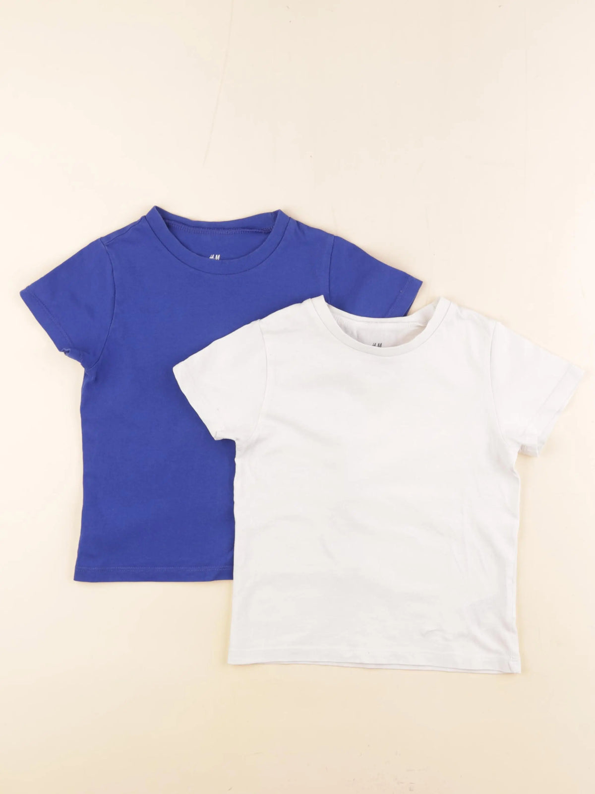 H&M - lot de 2 tee-shirts bleu, beige - 2/4 ans