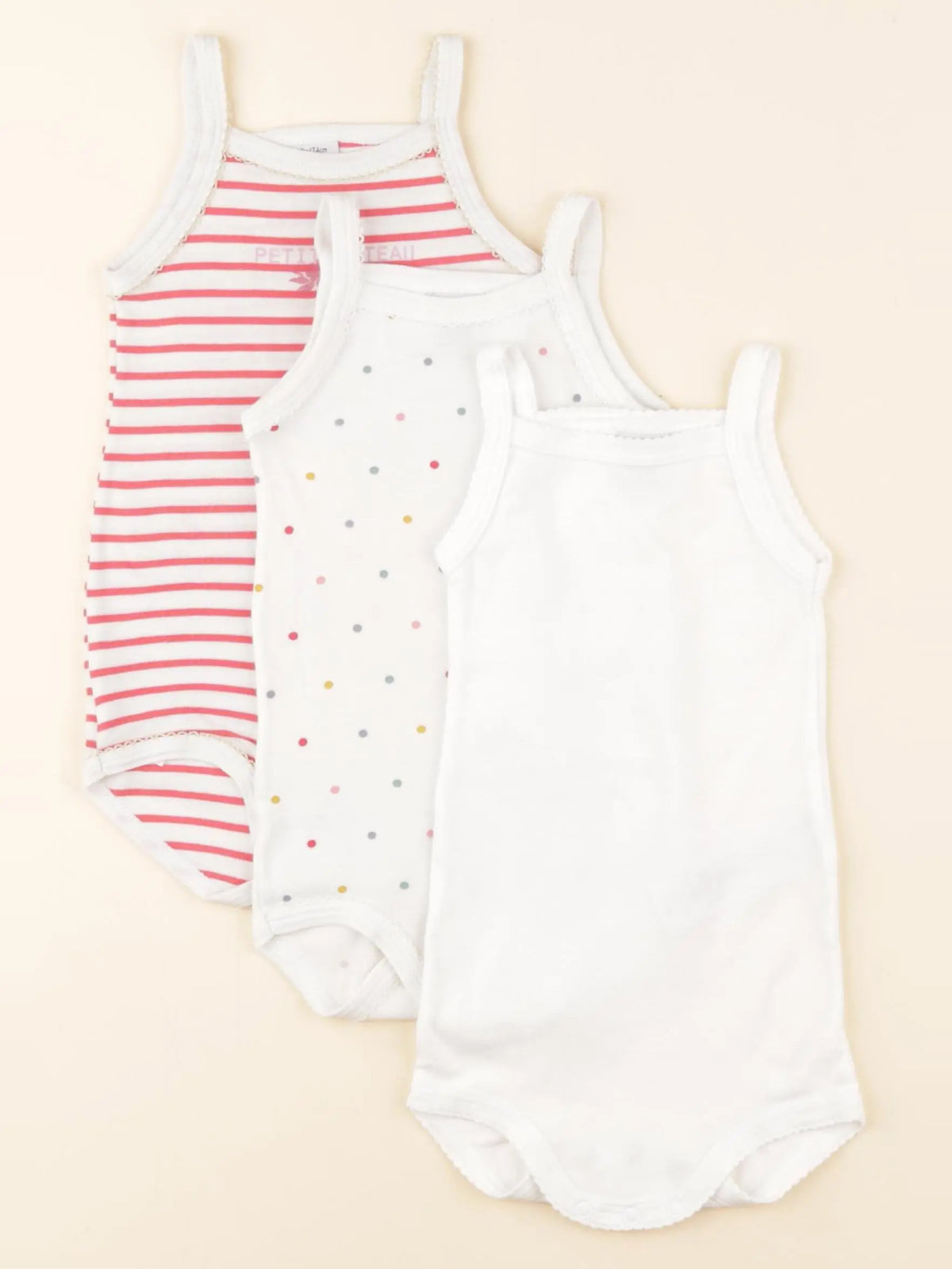Petit Bateau - lot de 3 bodies en coton multicolore - 12 mois