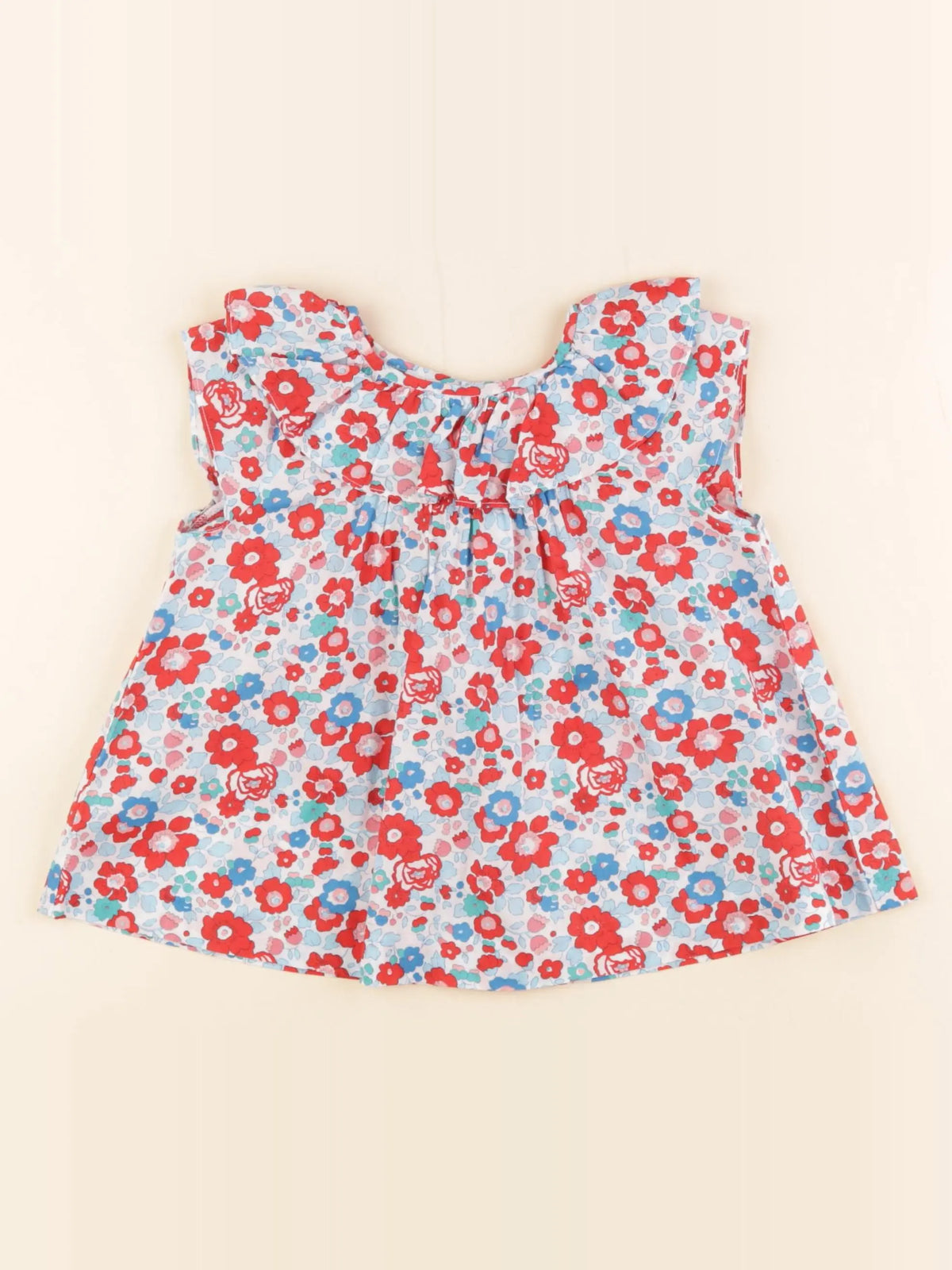 Jacadi - blouse liberty bleu, rouge - 36 mois