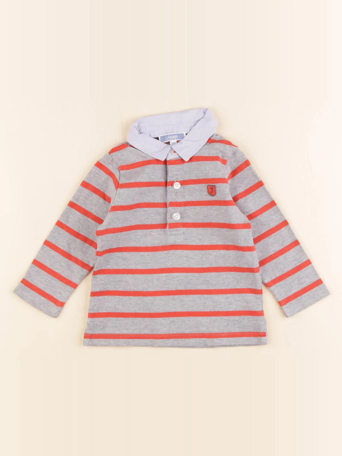 Jacadi - polo gris, rouge - 12 mois