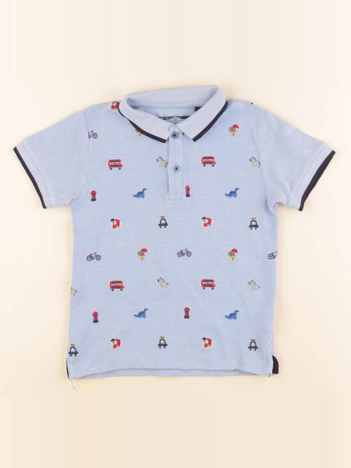 Next - polo bleu - 3/4 ans