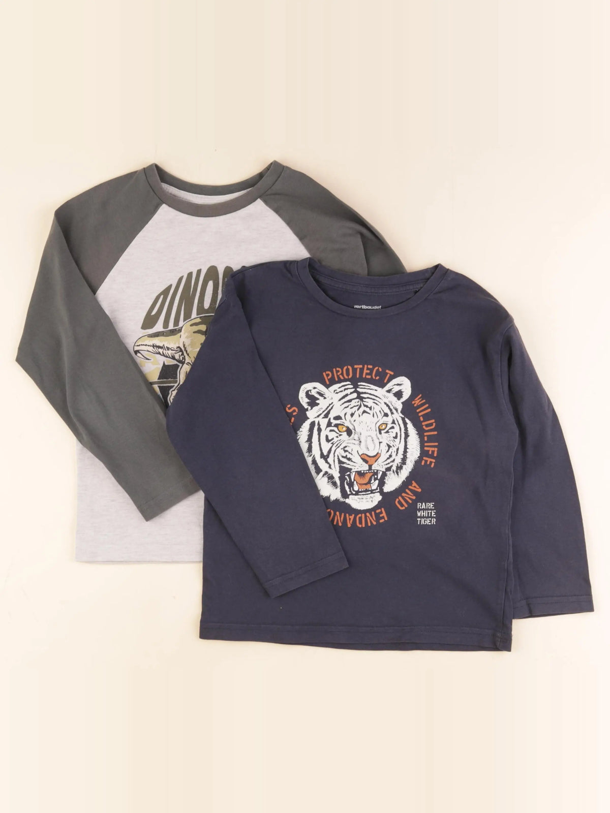 Vertbaudet - lot de 2 tee-shirts bleu, gris - 6 ans