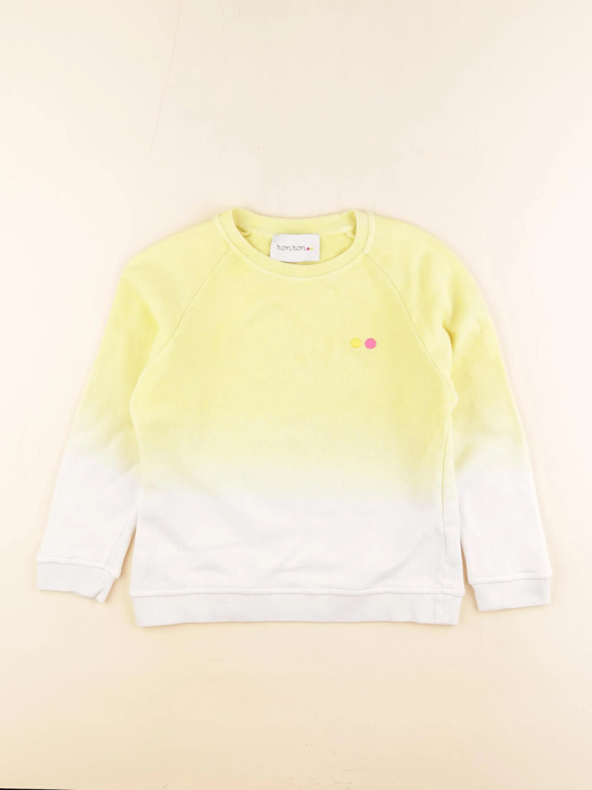 Ronron - sweat blanc, jaune - 4/5 ans