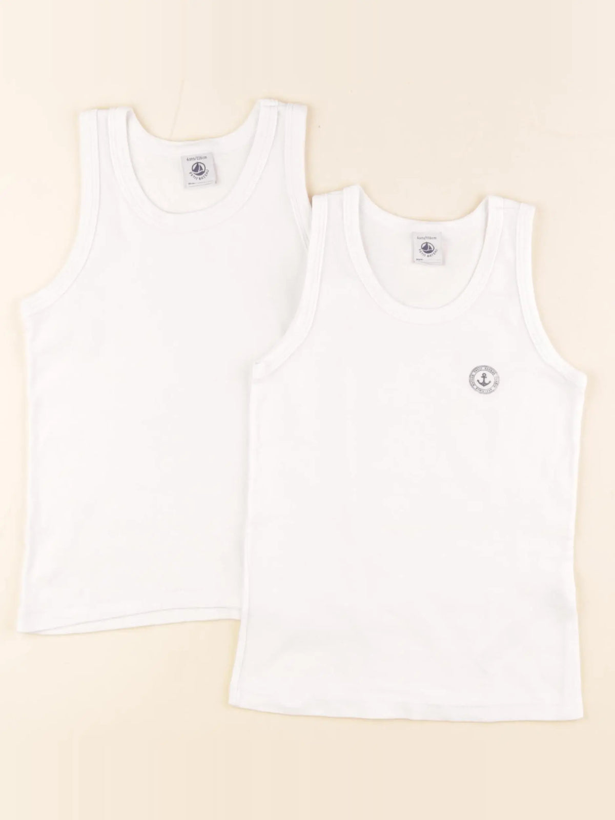 Petit Bateau - lot de 2 maillots de corps blanc - 6 ans