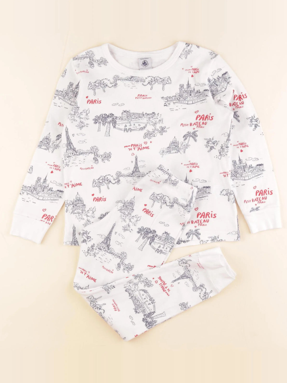 Petit Bateau - pyjama coton bleu, blanc - 6 ans