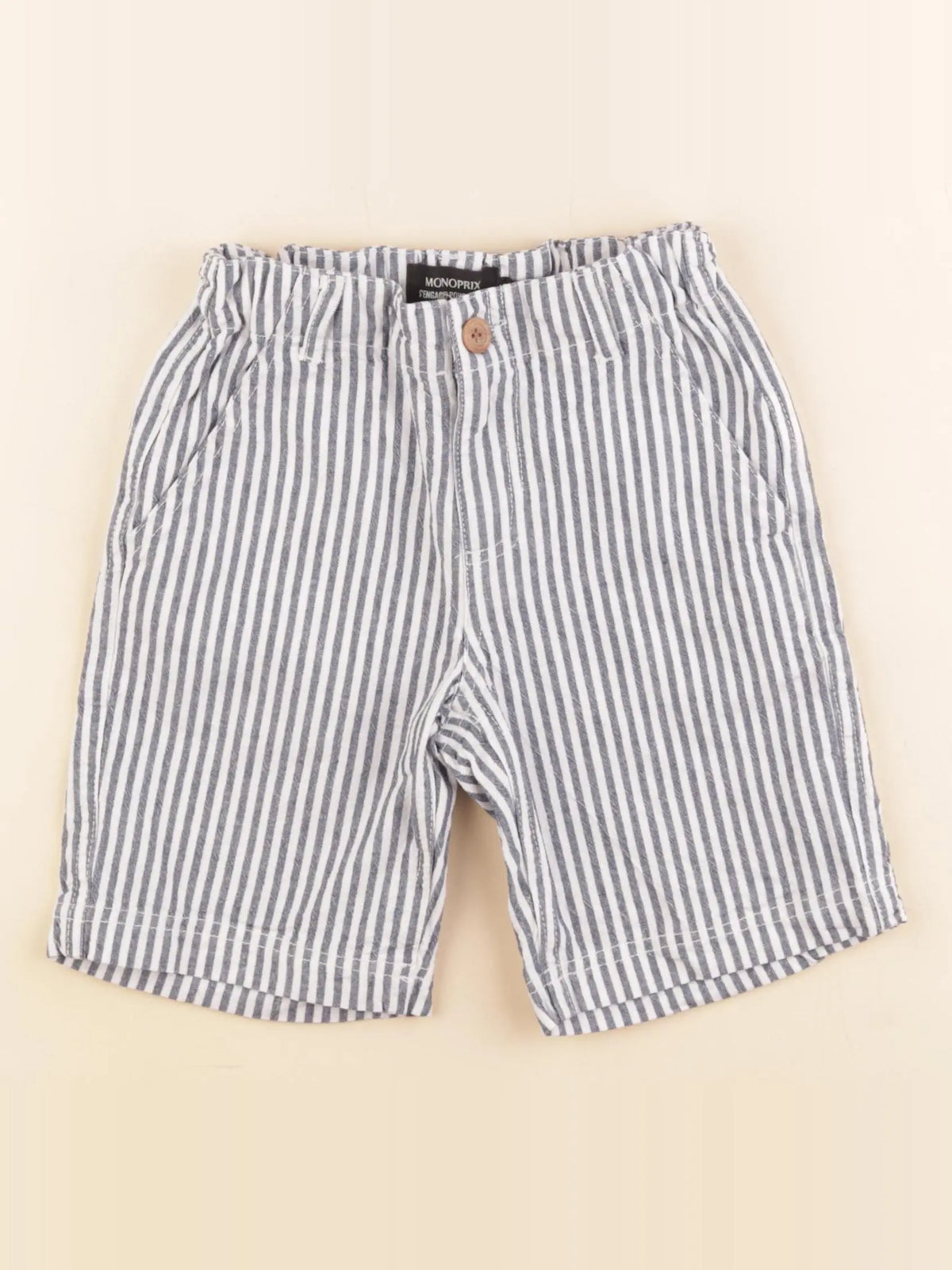 Monoprix - short bleu, blanc - 6 ans
