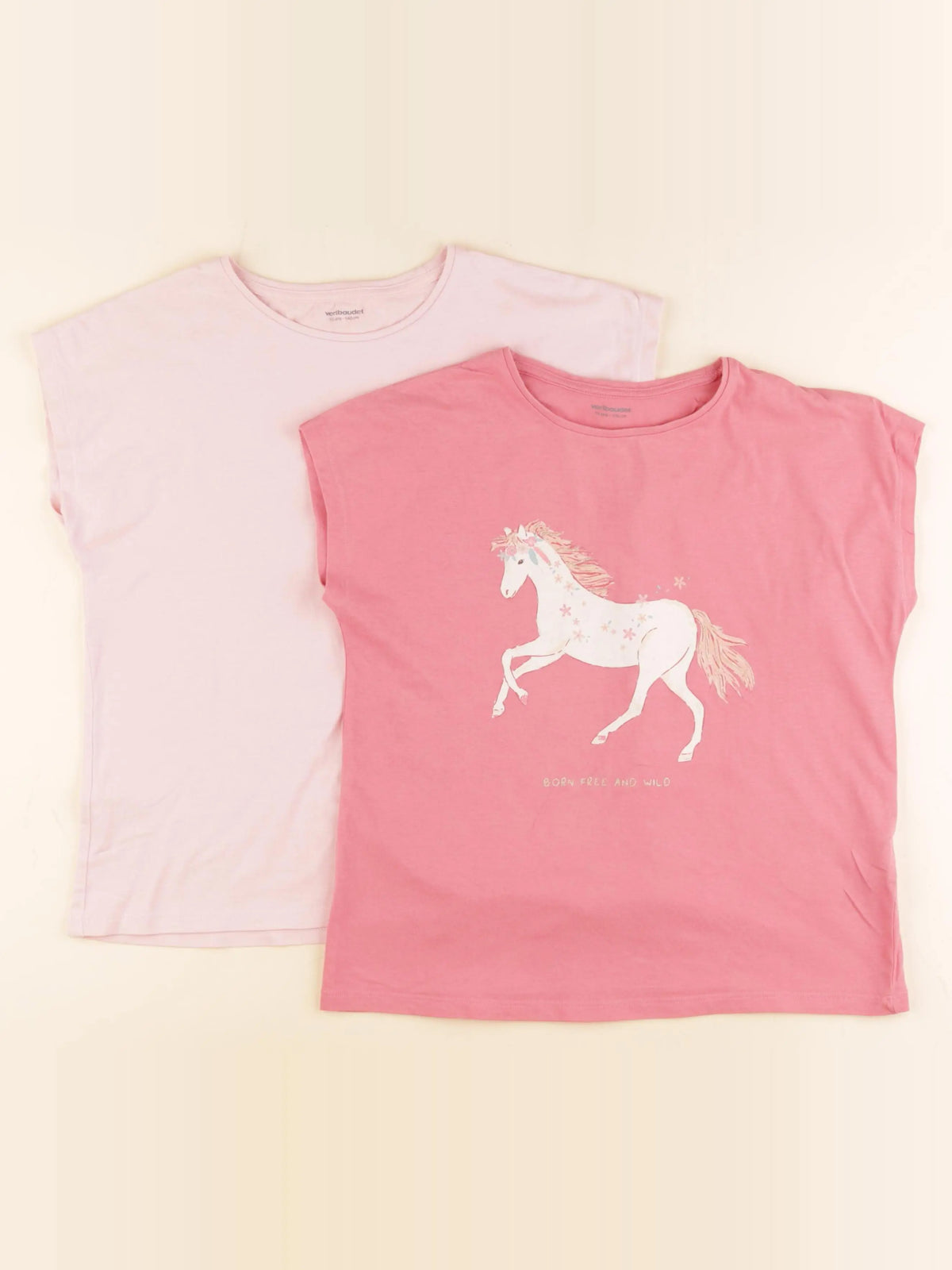 Vertbaudet - lot de 2 tee-shirts rose - 10 ans