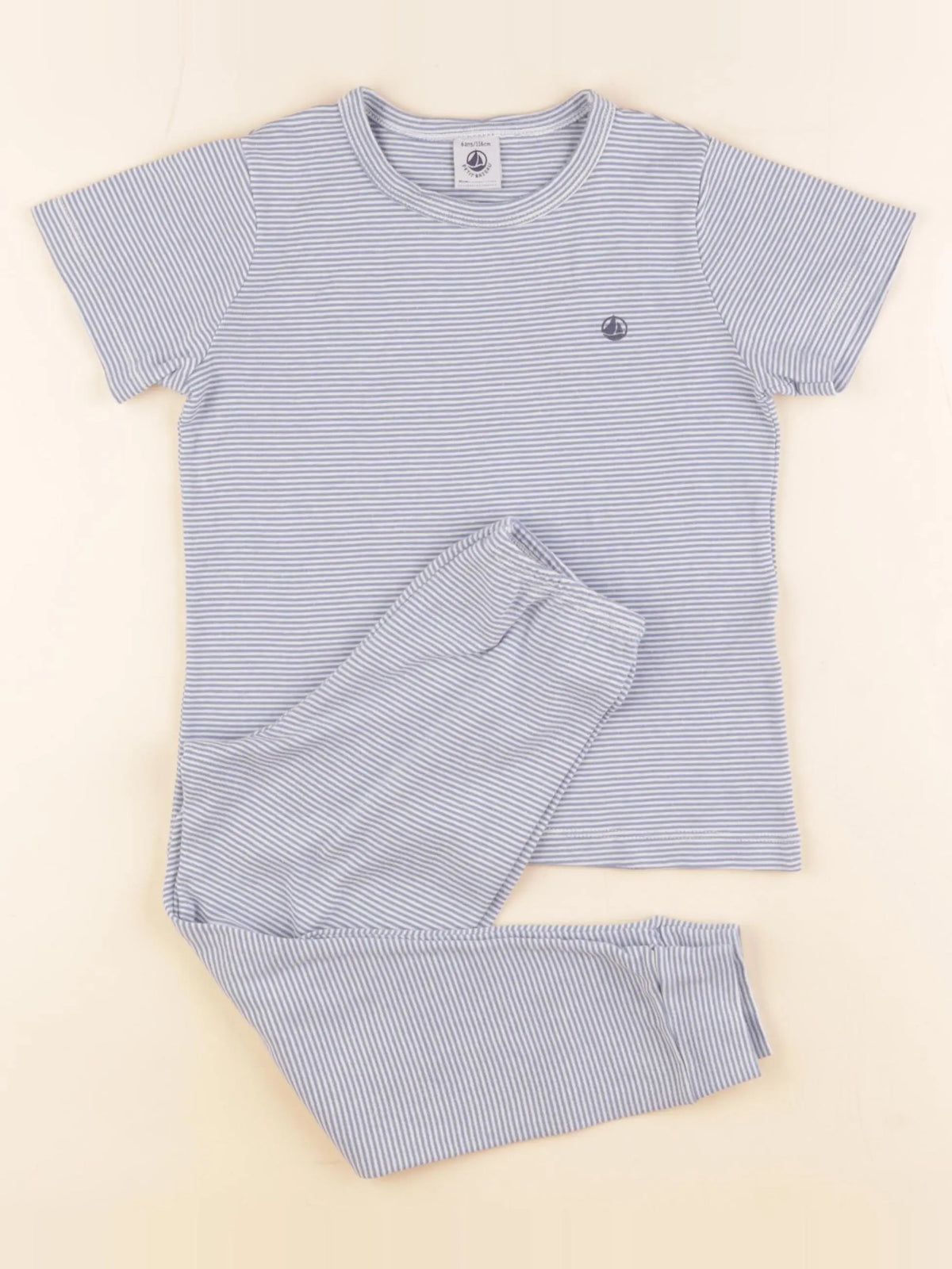 Petit Bateau - pyjama coton bleu - 6 ans