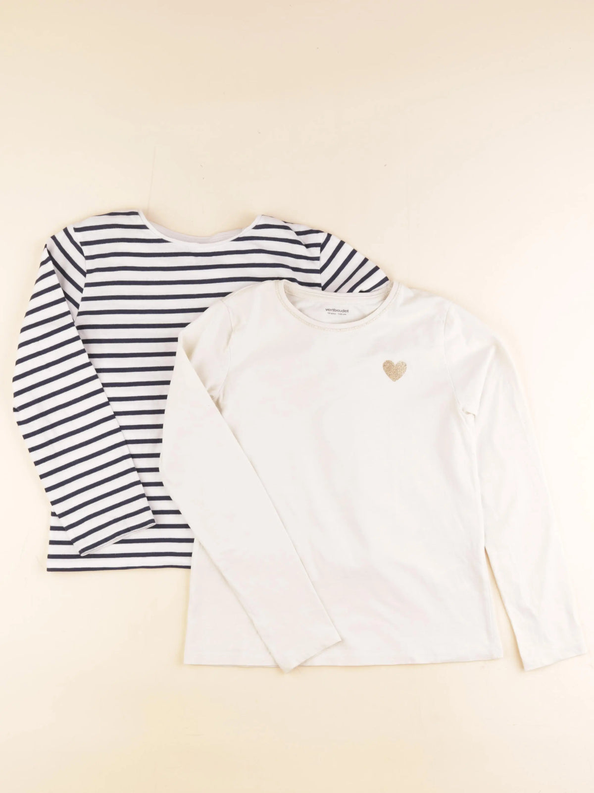 Vertbaudet - lot de 2 tee-shirts blanc, bleu - 10 ans