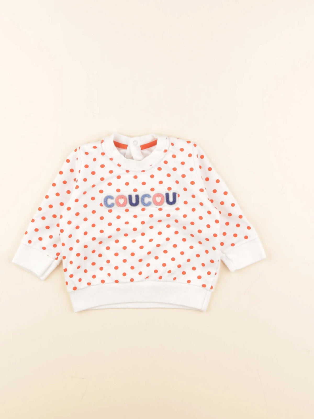 Petit Bateau - sweat rouge, blanc - 6 mois