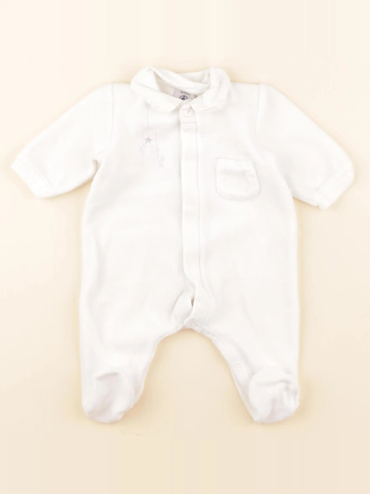 Petit Bateau - pyjama velours blanc - 1 mois