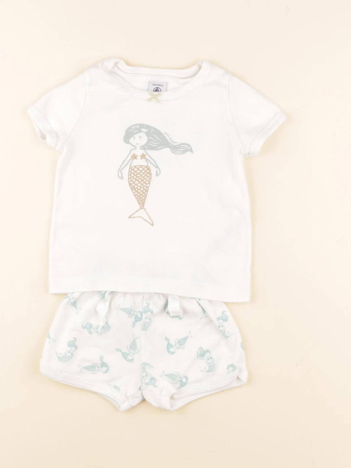 Petit Bateau - pyjama coton blanc - 2 ans