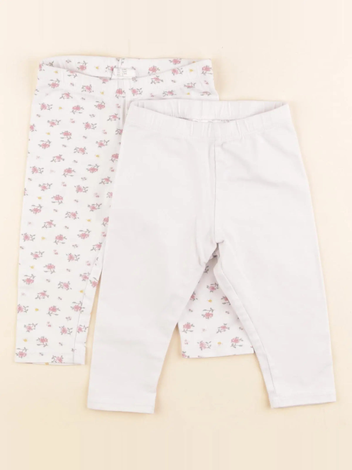 H&M - lot de 2 leggings blanc - 6/9 mois
