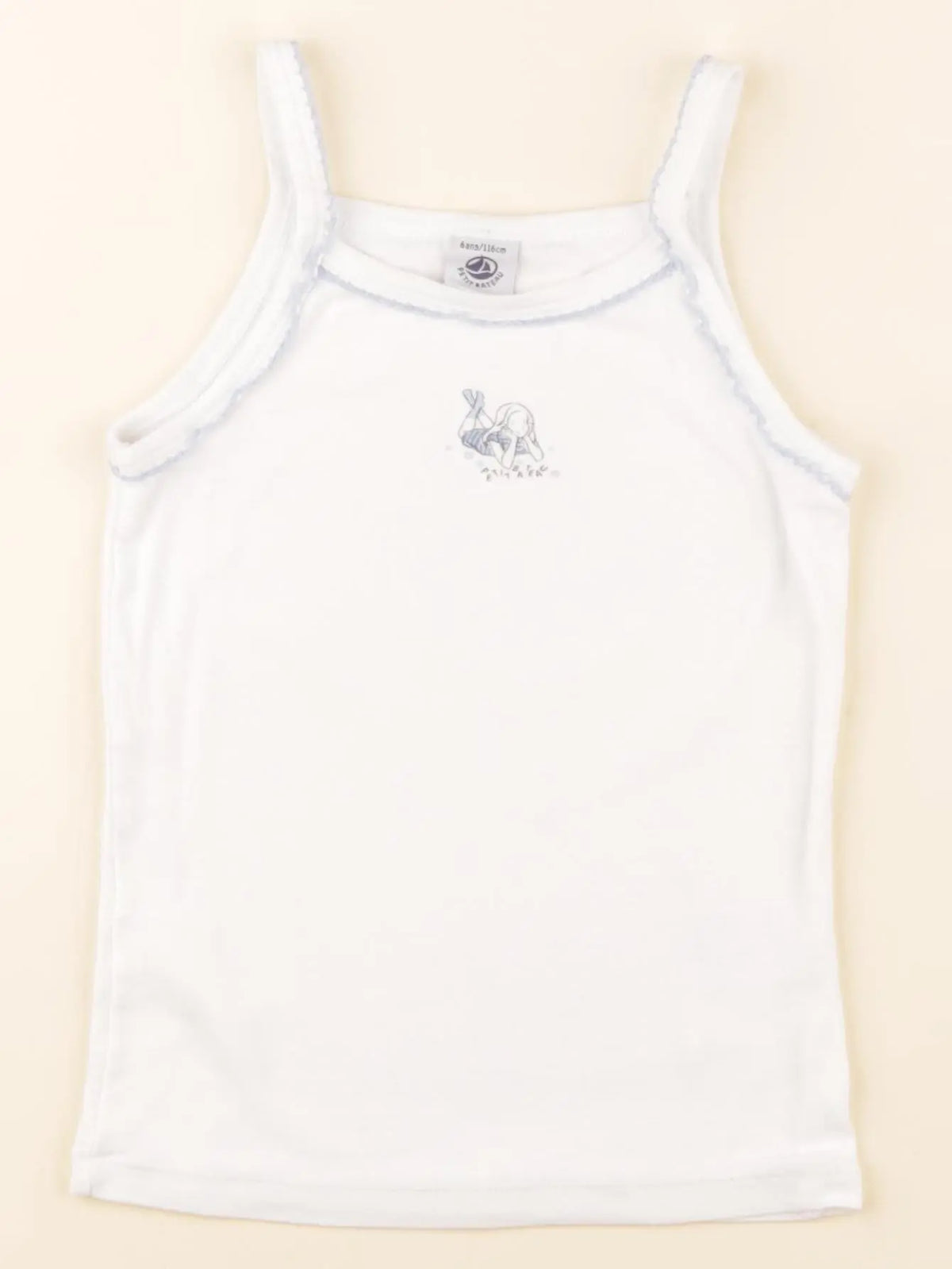 Petit Bateau - maillot de corps blanc, bleu - 6 ans