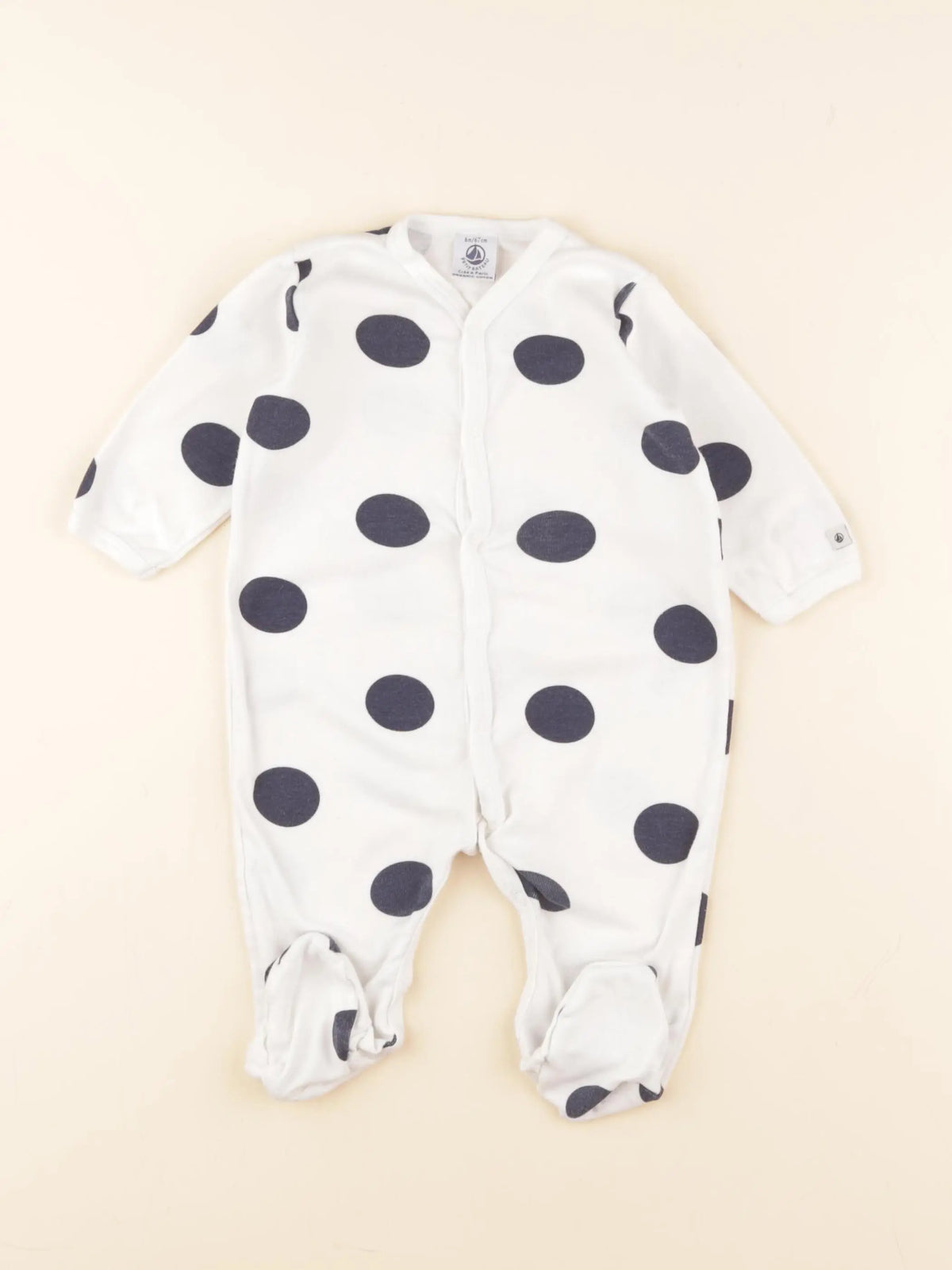 Petit Bateau - pyjama coton blanc, bleu - 6 mois