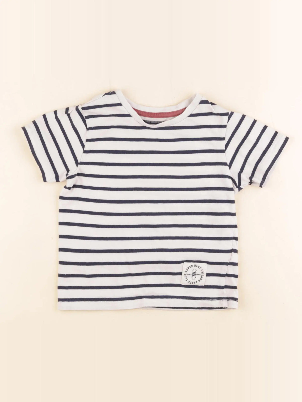 Vertbaudet - tee-shirt blanc, bleu - 4 ans