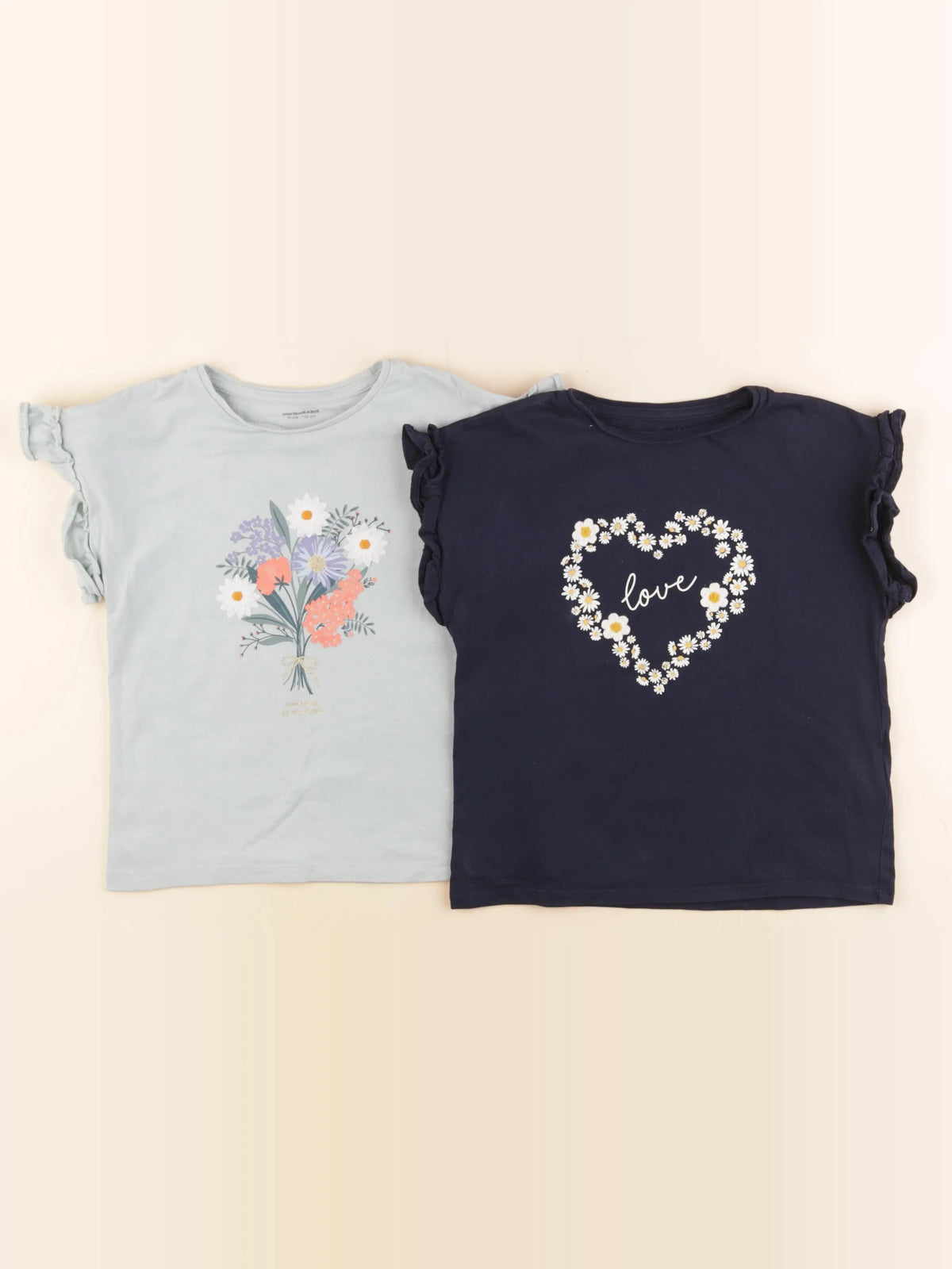 Vertbaudet - lot de 2 tee-shirts bleu, vert - 5 ans