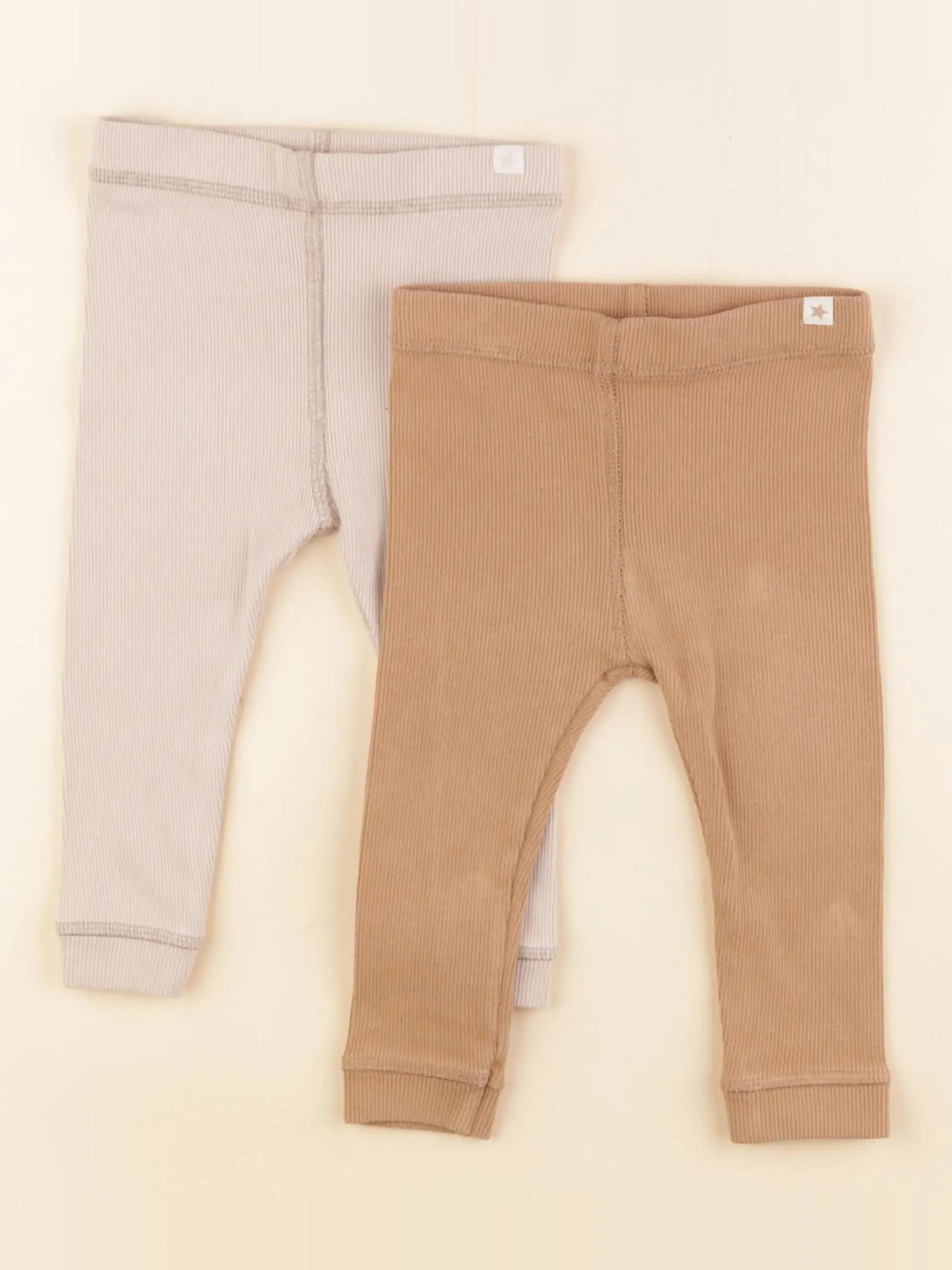 Zara - lot de 2 leggings beige, marron - 6/9 mois