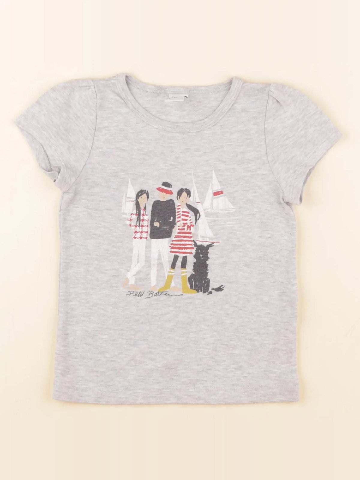 Petit Bateau - tee-shirt gris - 5 ans